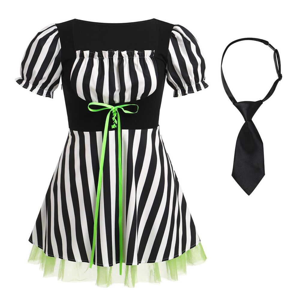 4808 Black and White Striped Dress : Adult Halloween Costumes 2024 Movie